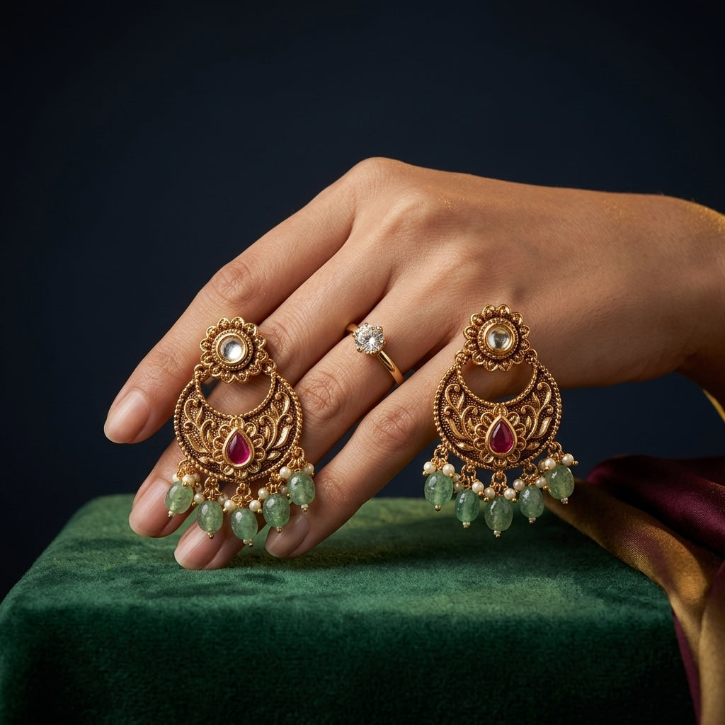 Ruby Floral Crescent Earrings - Mannequin