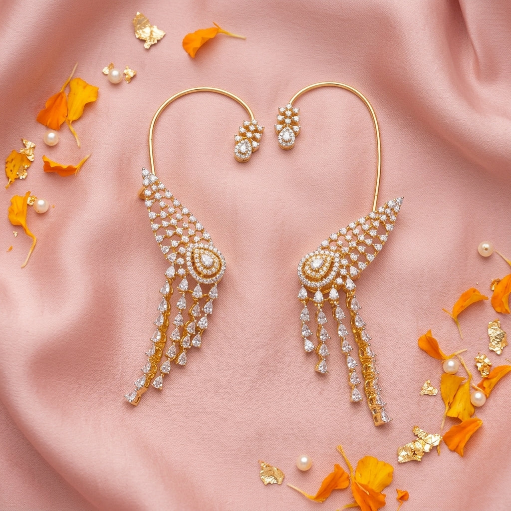 White Diamond Wing Earcuff - Tabletop