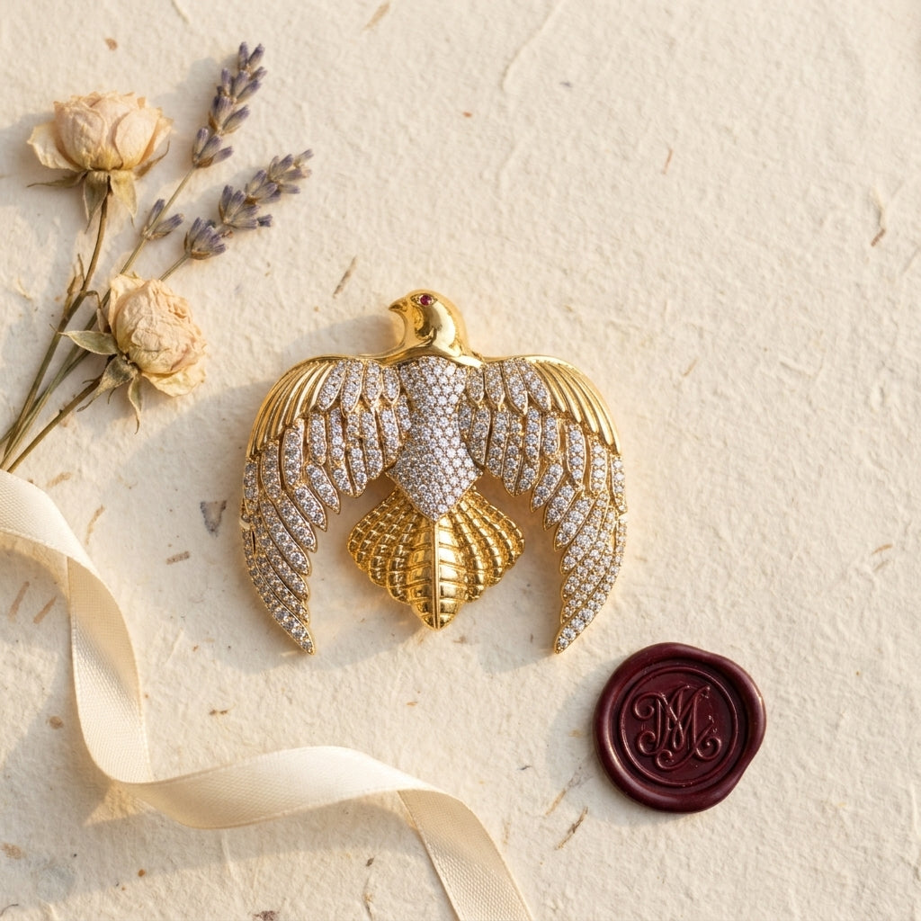 Gold Kundan Brooch - Tabletop
