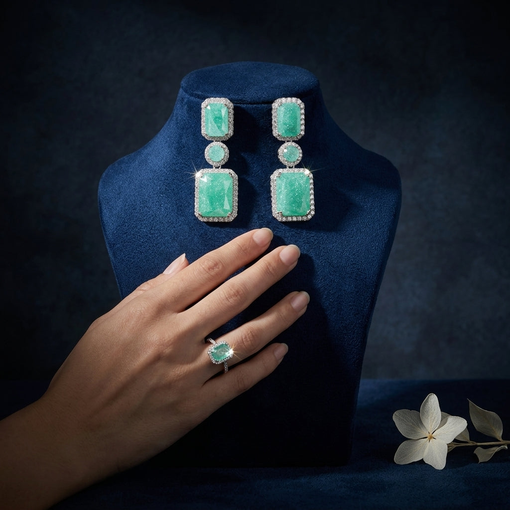 Mint Floral Earrings - Mannequin