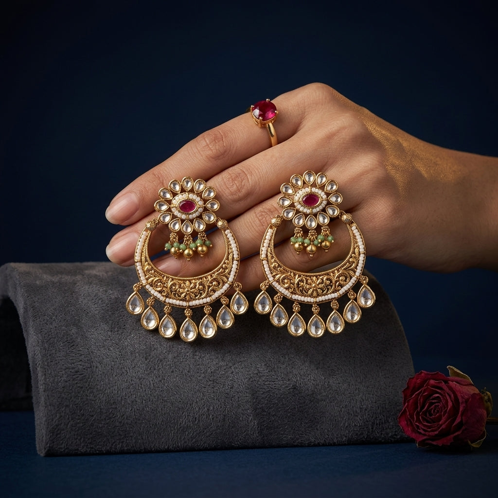 Multi Floral Chandbali Earrings - Mannequin