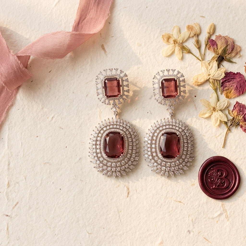 Rodo colour Floral AD Earrings - Tabletop