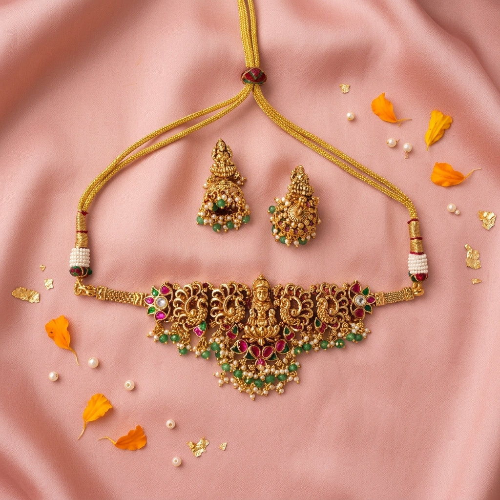Multi Temple Floral Necklace Set - Tabletop