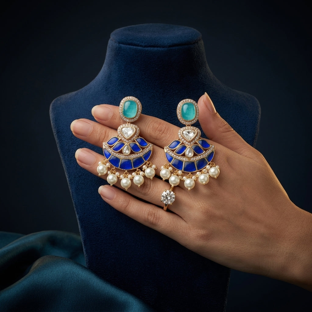 Multi Heritage Kundan Earrings - Mannequin