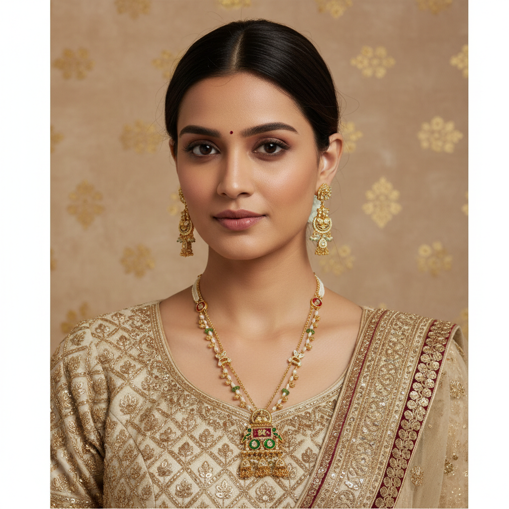 BeautiArt Kundan Meenakari Long Necklace Set | Indian Jewellery