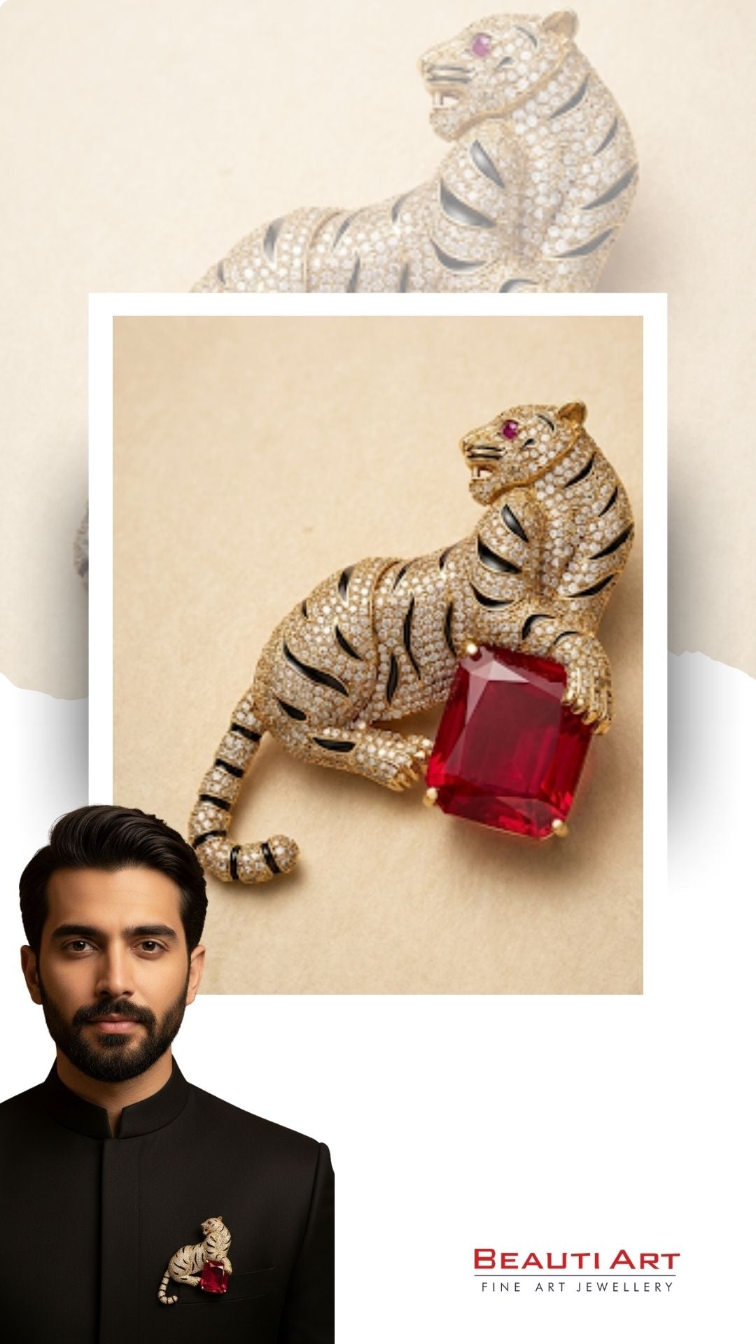 Majestic Bengal Tiger Statement Brooch