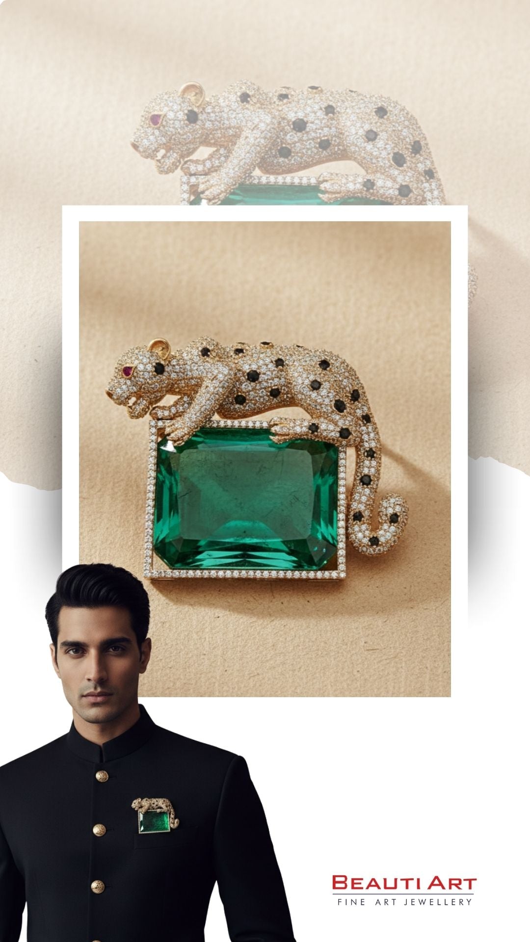 Royal Panther Emerald Statement Brooch