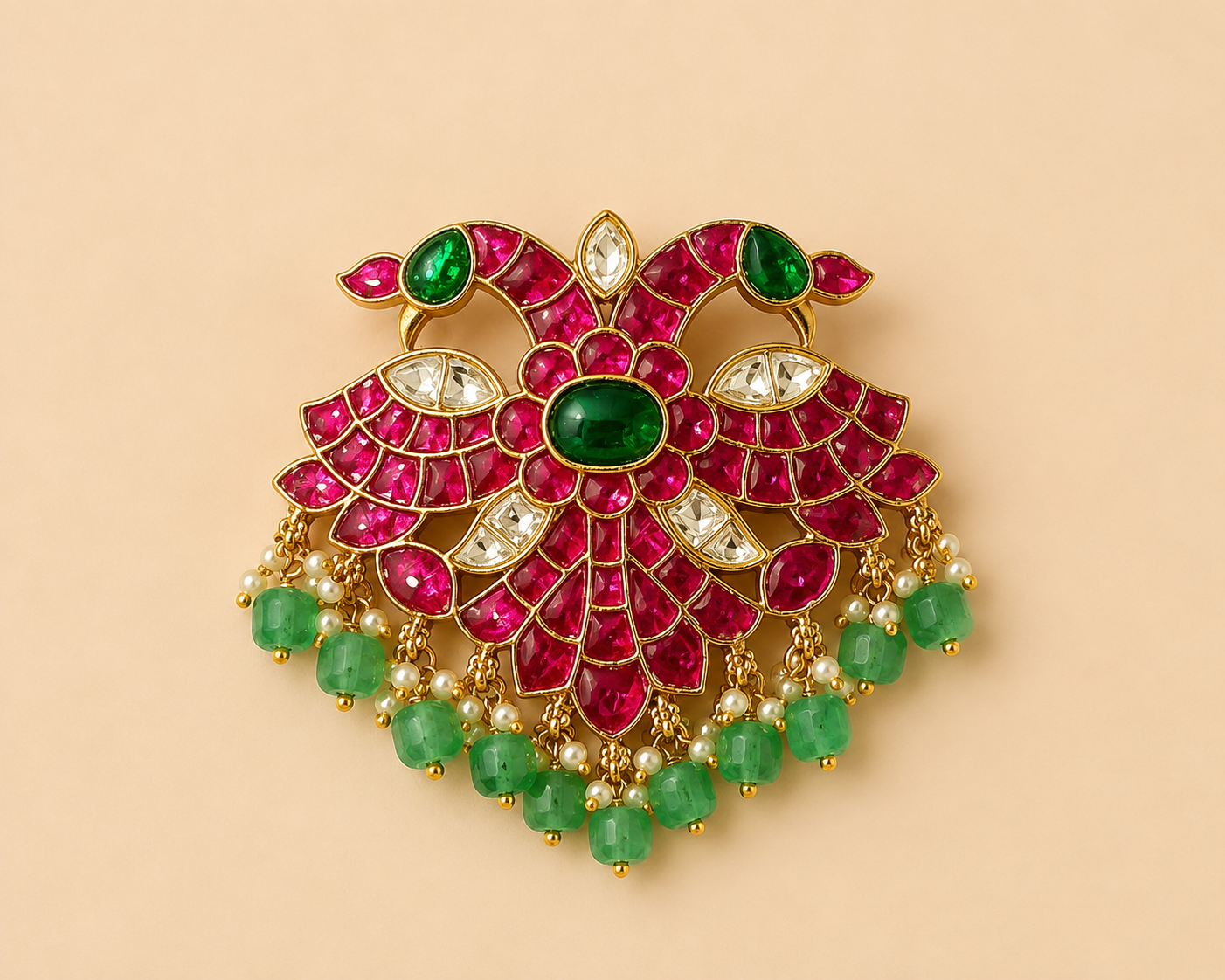 Antique Gold Peacock Floral Hair Accessory