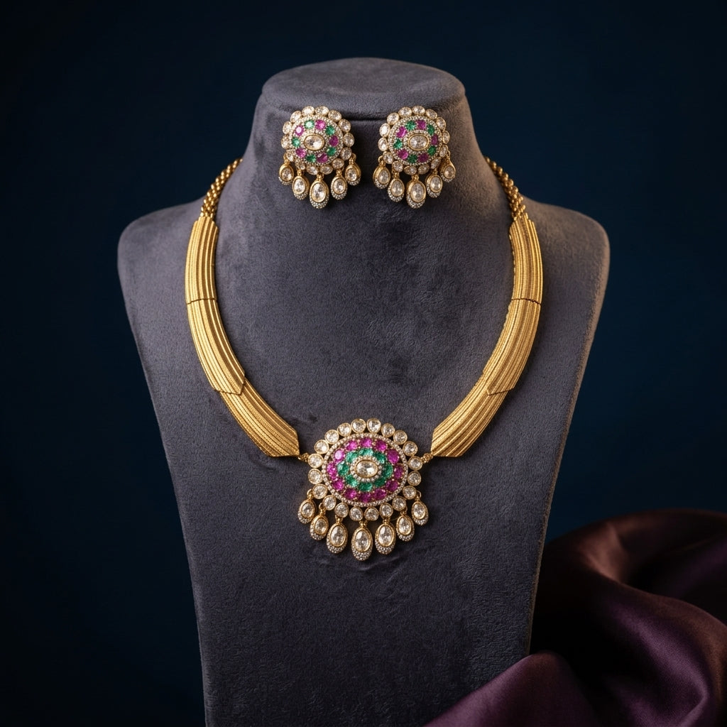 Multi Oval Cluster Necklace Set - Mannequin