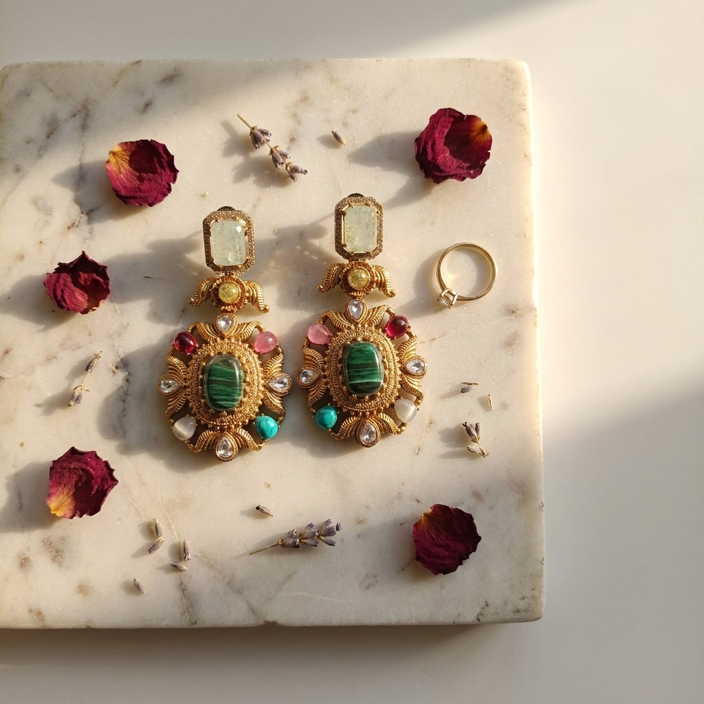 Multicolor Rajwadi Earrings - Tabletop