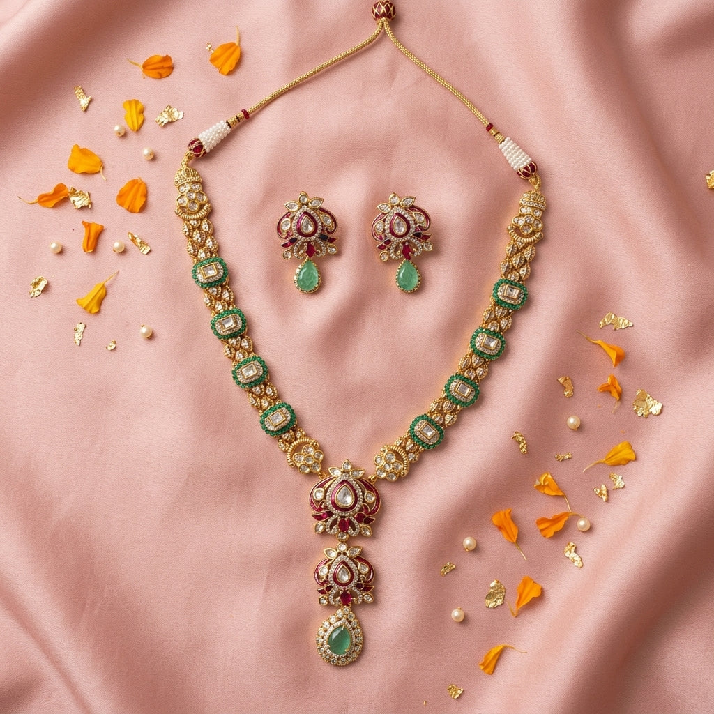 Multi Floral Enamel Necklace Set - Tabletop