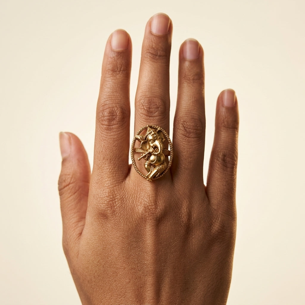 Gold Ganesha Temple Ring - Model