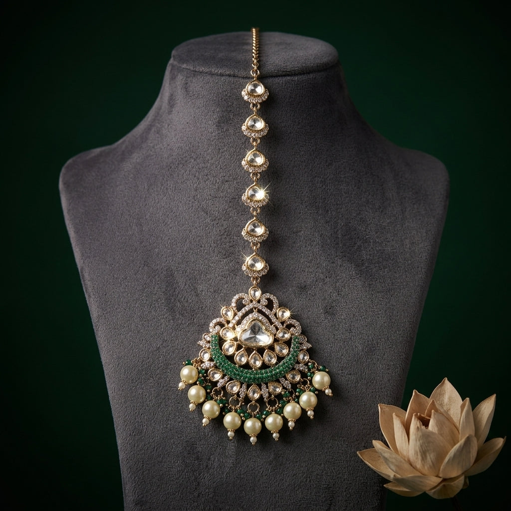 Multi Kundan Crescent Maang Tikka - Mannequin