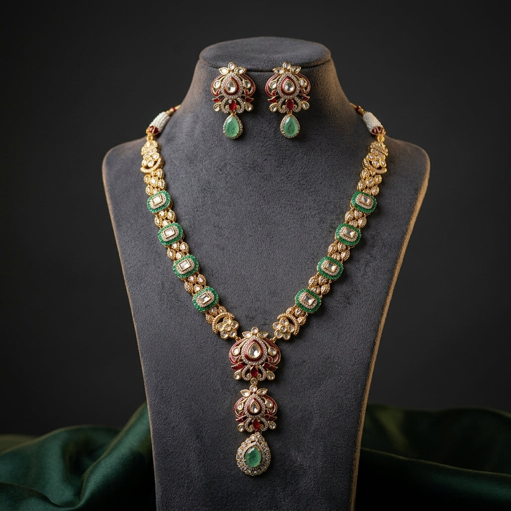 Multi Floral Enamel Necklace Set - Mannequin