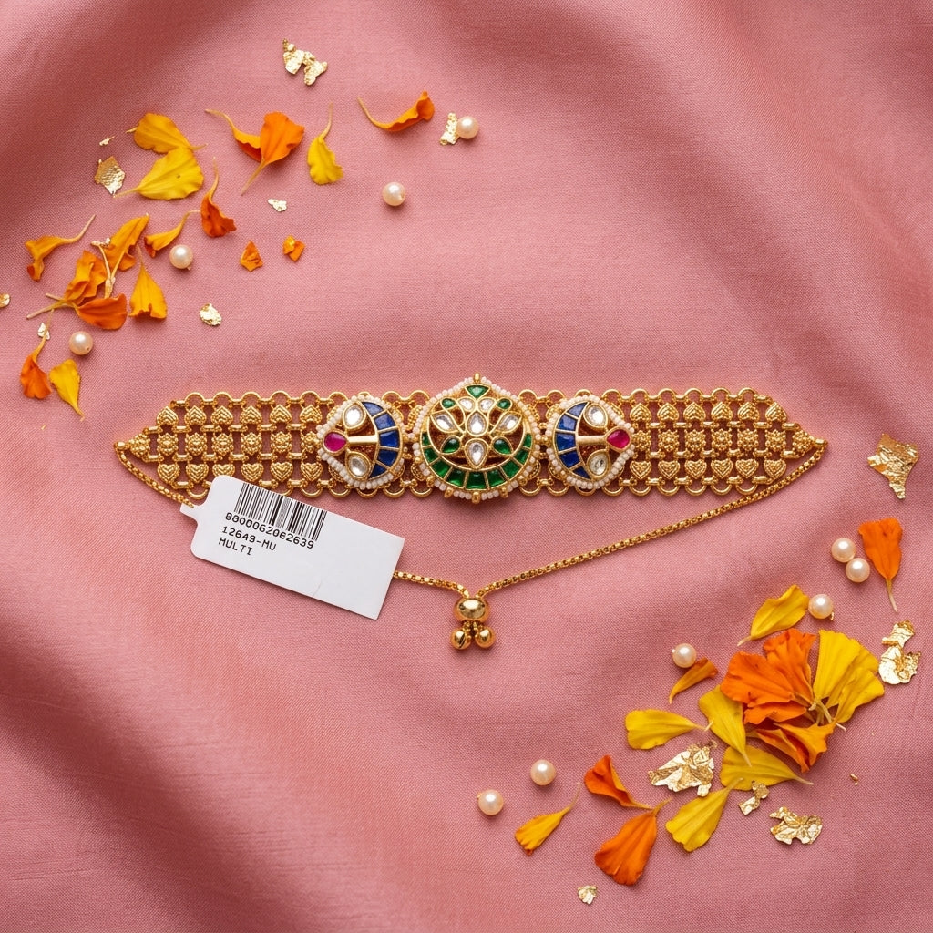 Multi Kundan Floral Bracelet - Tabletop