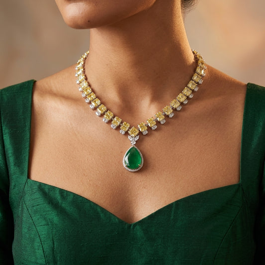 Multi Geometric Drop Necklace Set - Model