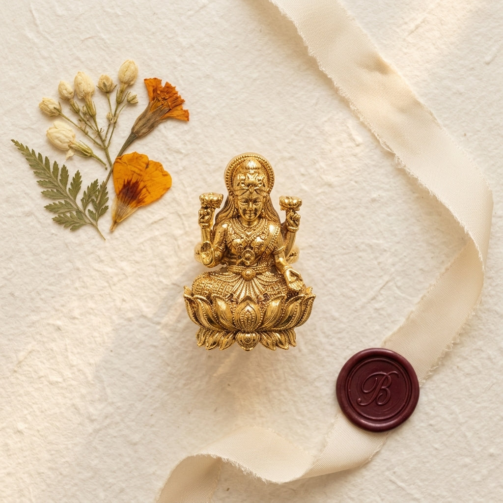 Gold Lakshmi Lotus Ring - Tabletop