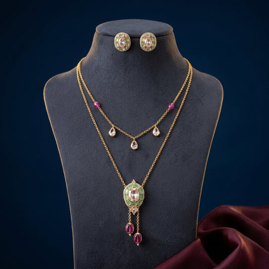 Mint Ornate Cluster Necklace Set - Mannequin
