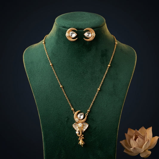 White Elephant Crescent Necklace Set - Mannequin