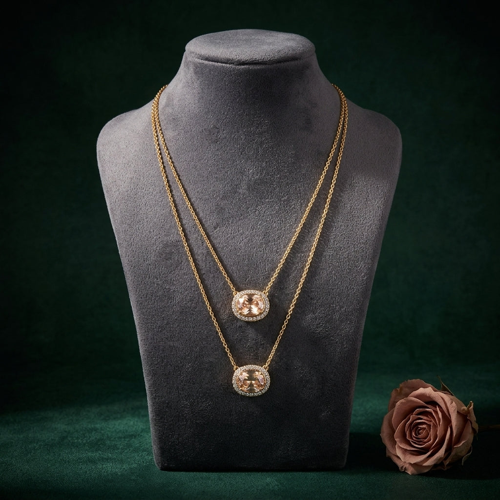 White Brilliant Solitaire Necklace Set - Mannequin