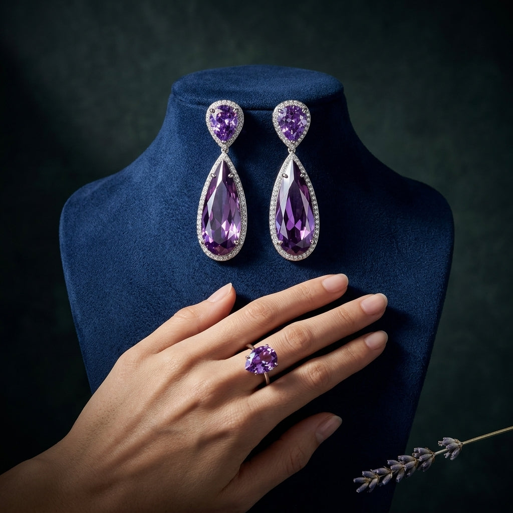 Purple Regal Halo Earrings - Mannequin