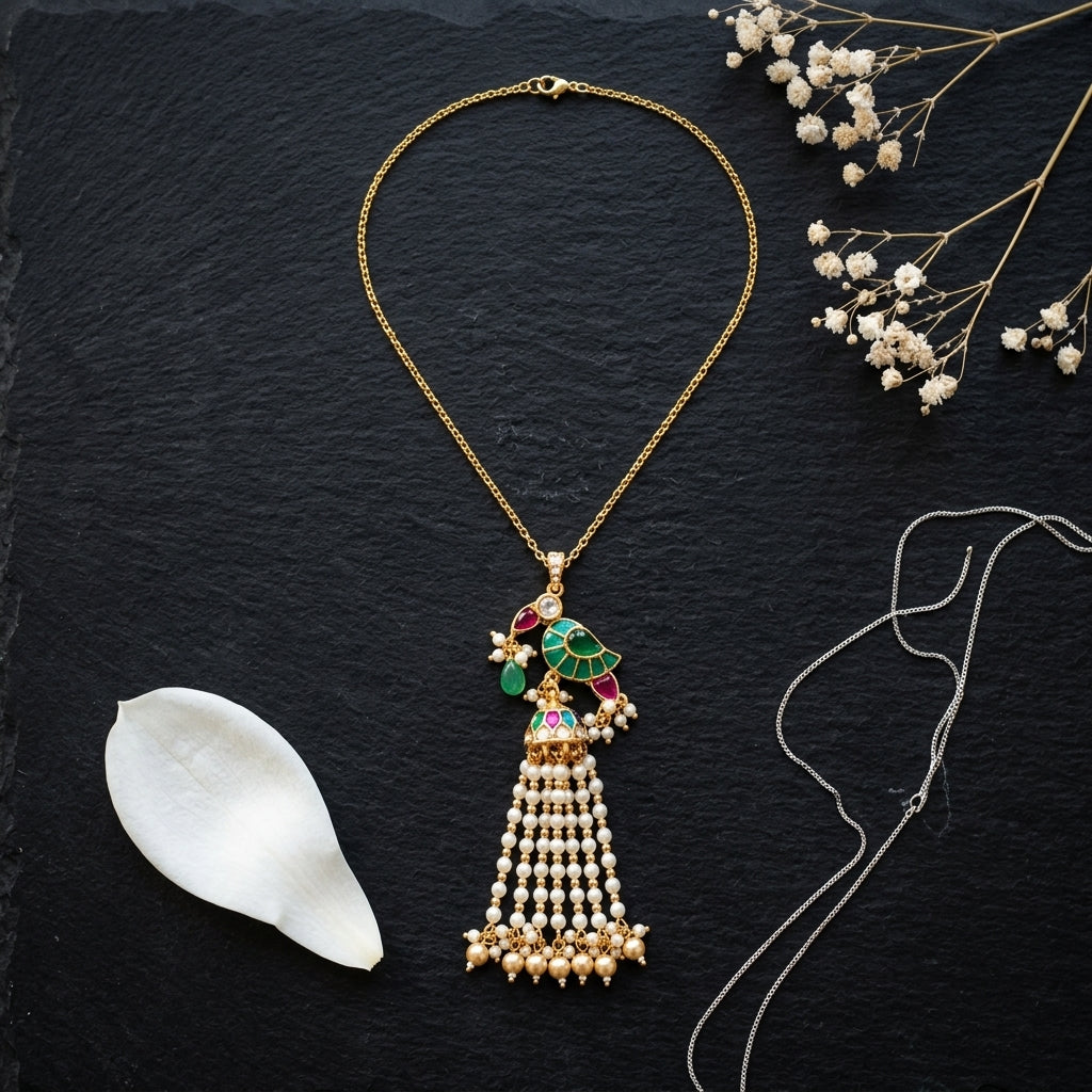 Multi Kundan Chain Pendant Set - Tabletop