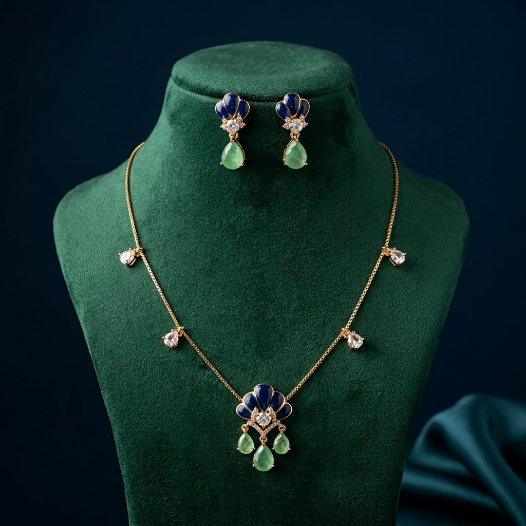 Multi Enamel Fan Necklace Set - Mannequin