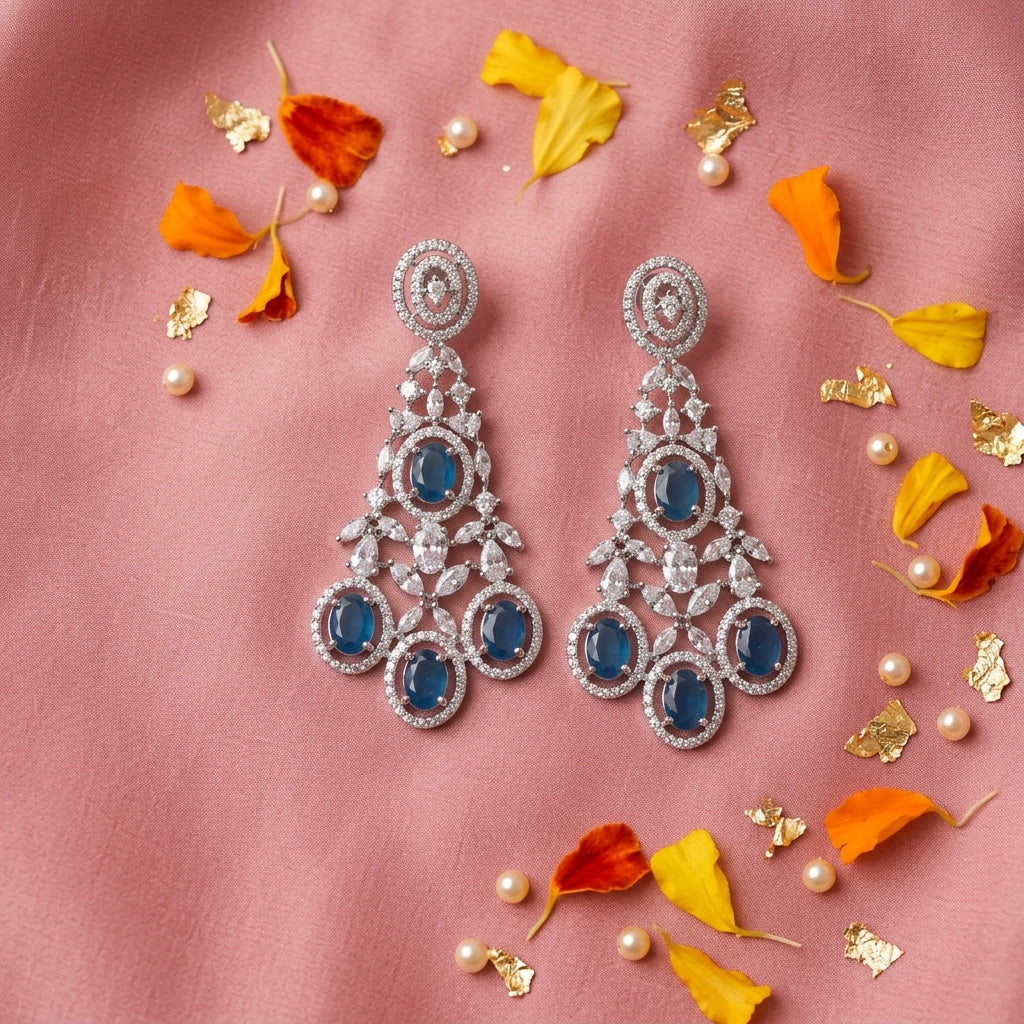 Blue Floral Earrings - Tabletop