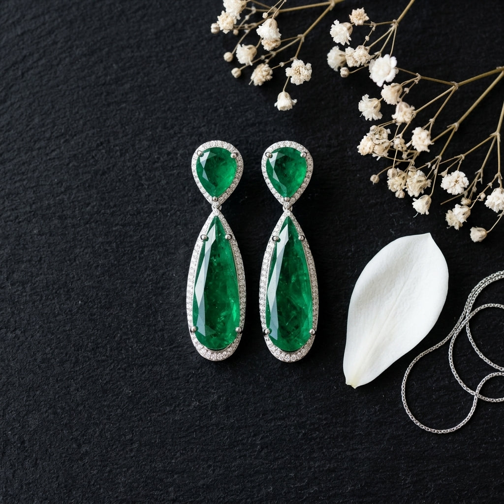 Green Floral AD Earrings - Tabletop