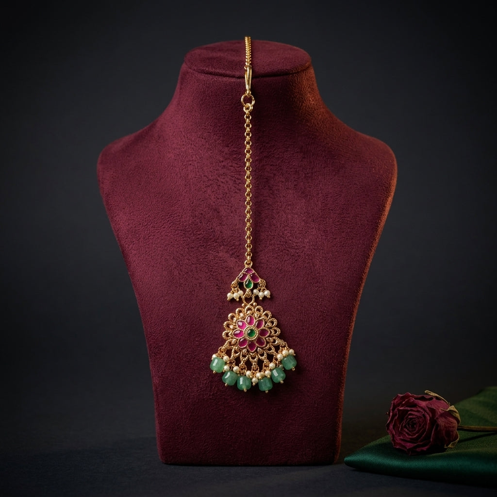 Multi Floral Cluster Maang Tikka - Mannequin