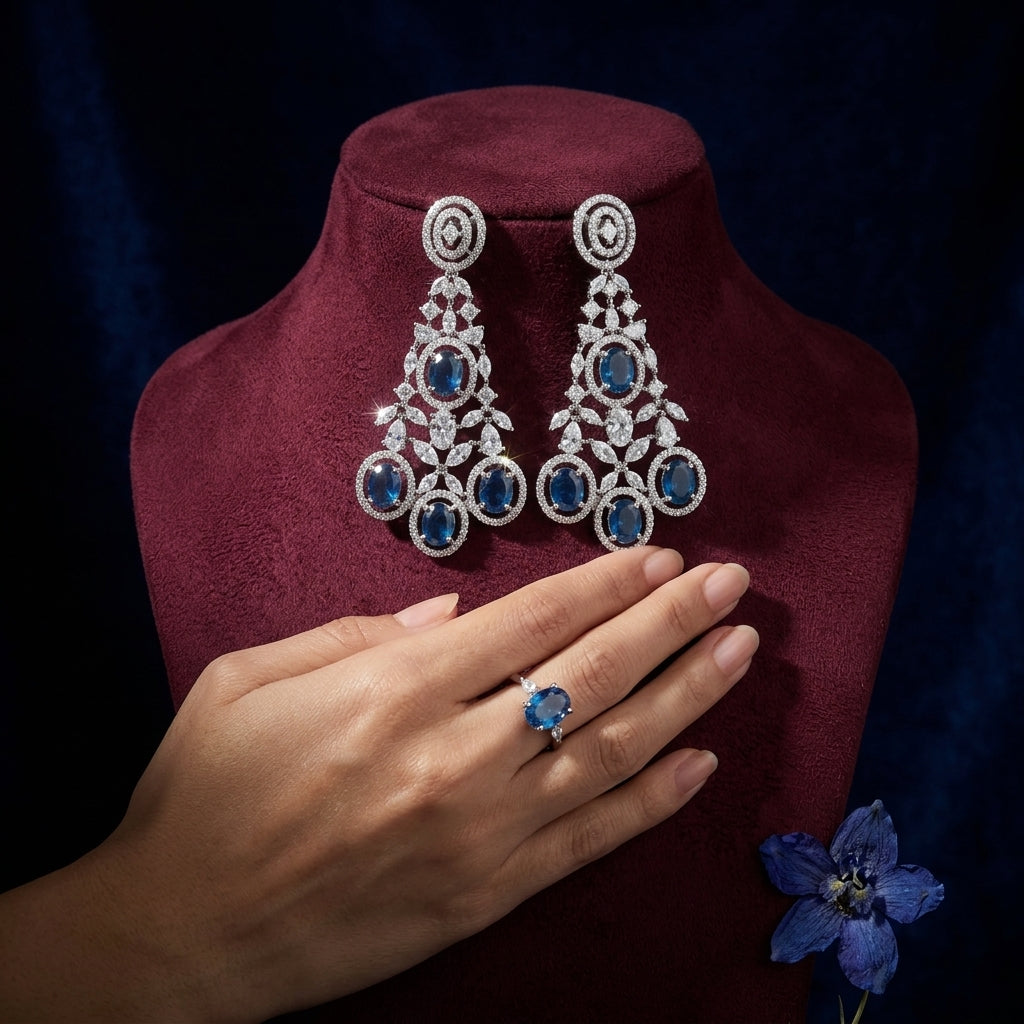 Blue Floral Earrings - Mannequin