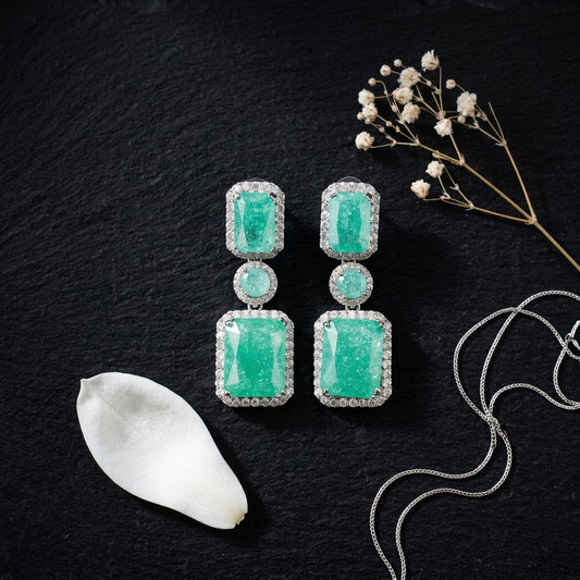 Mint Floral Earrings - Tabletop