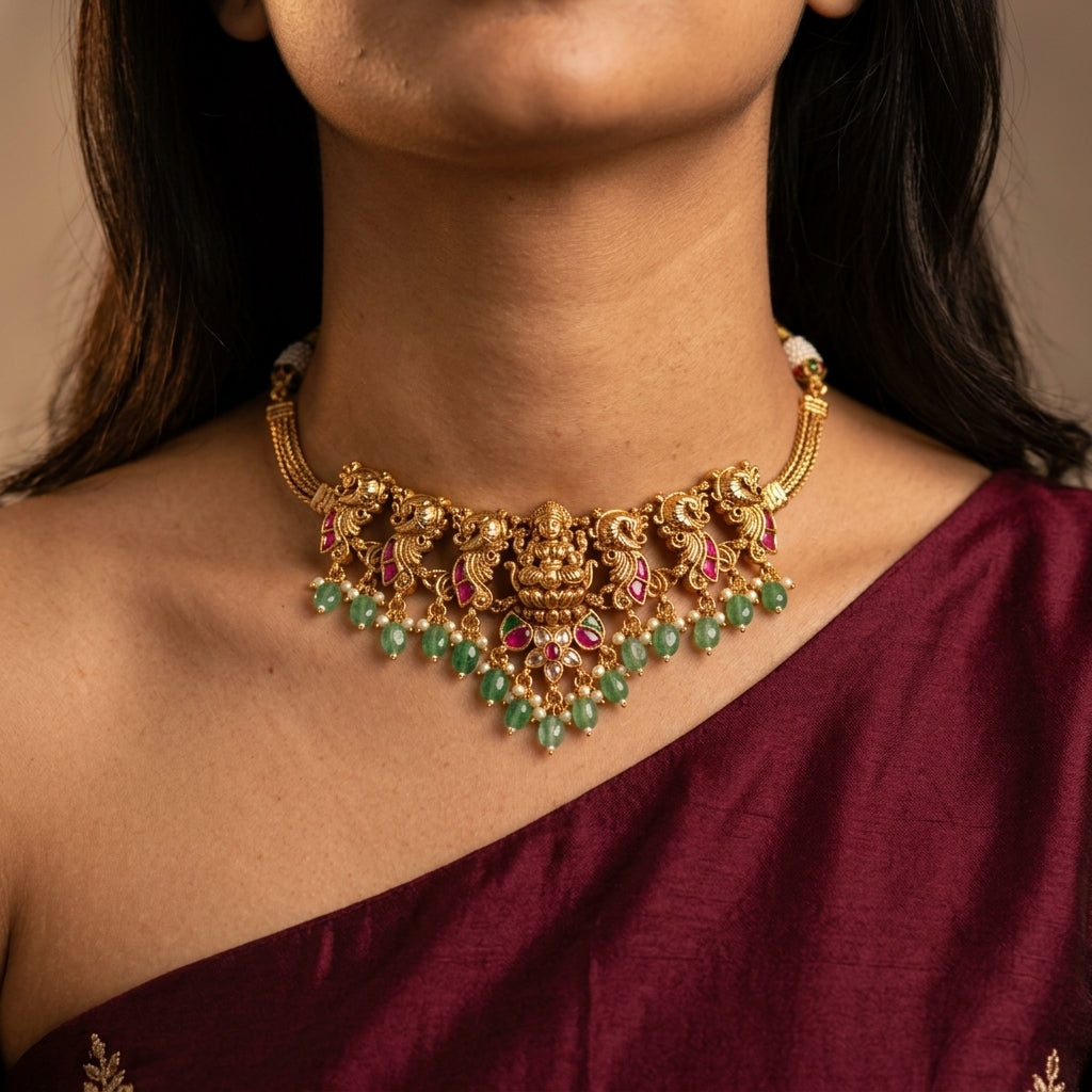 Multi Temple Deity Necklace Set - Model