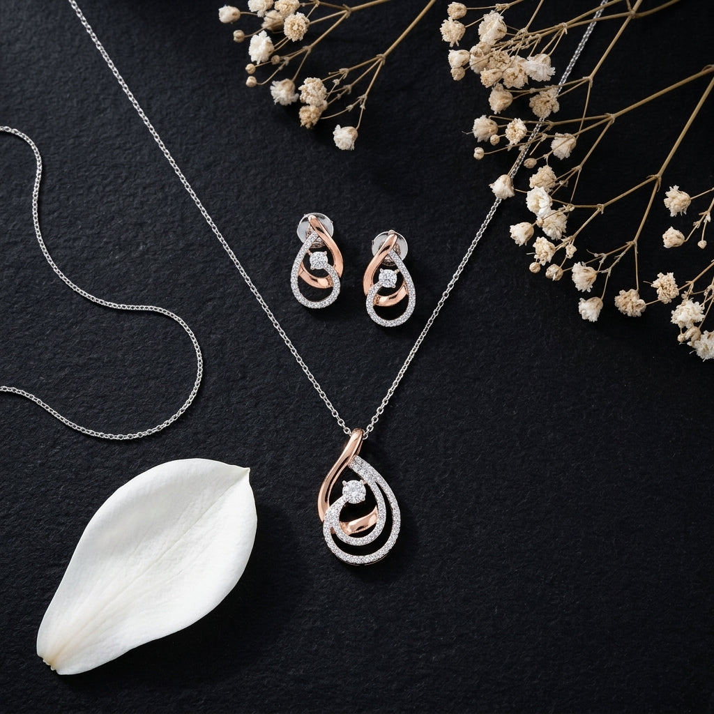 White Abstract Loop Pendant Set - Tabletop