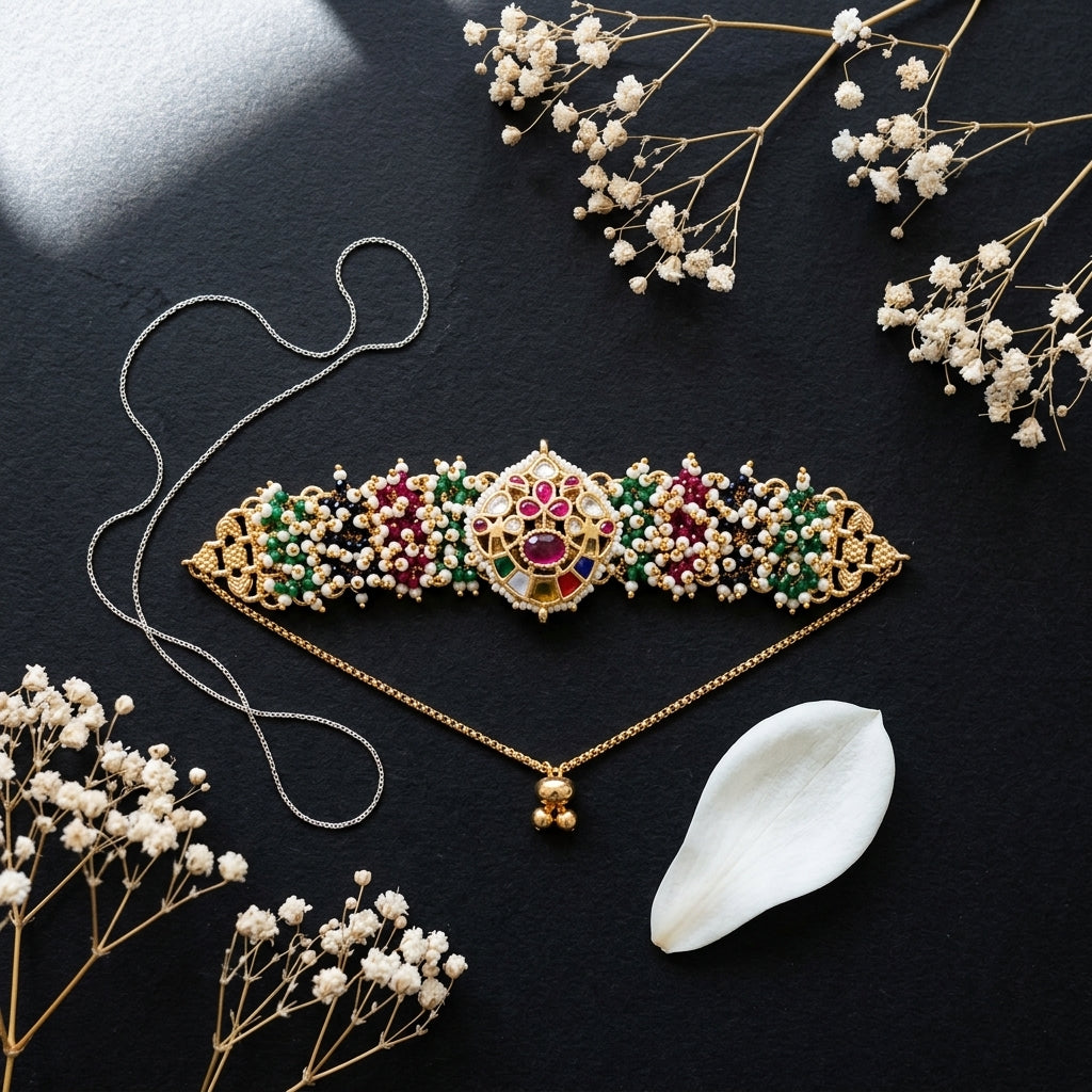 Multi Kundan Medallion Bracelet - Tabletop