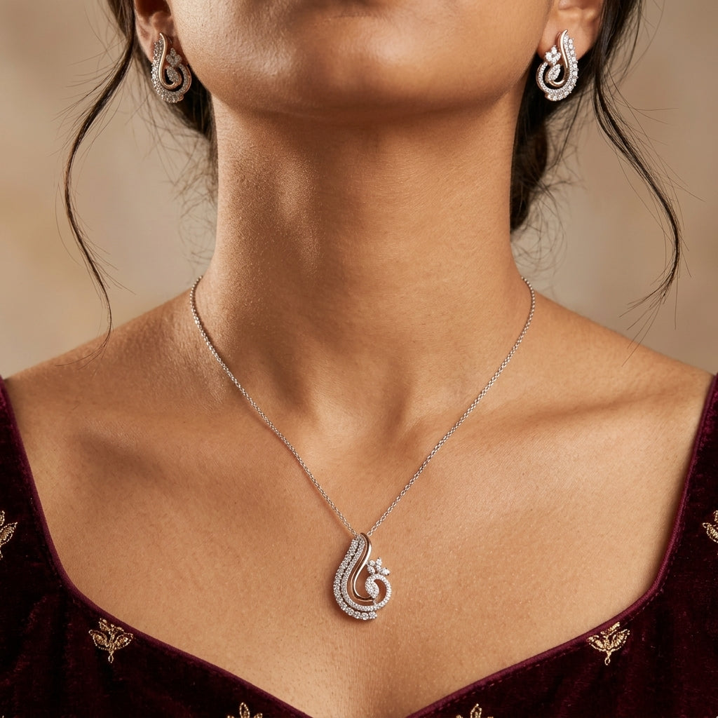 White Fluid Swirl Pendant Set - Model