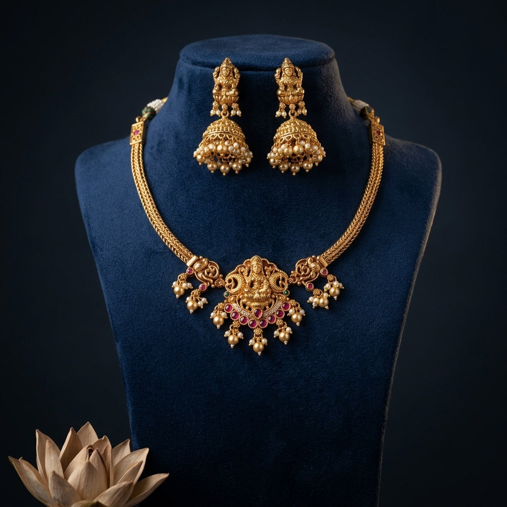 Multi Temple Lakshmi Necklace Set - Mannequin