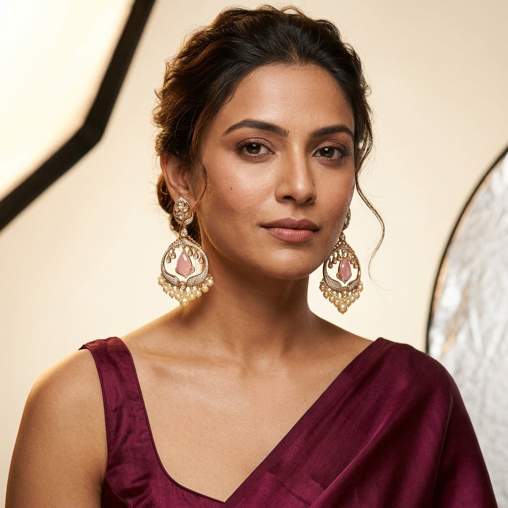 Gold Kundan Earrings - Model