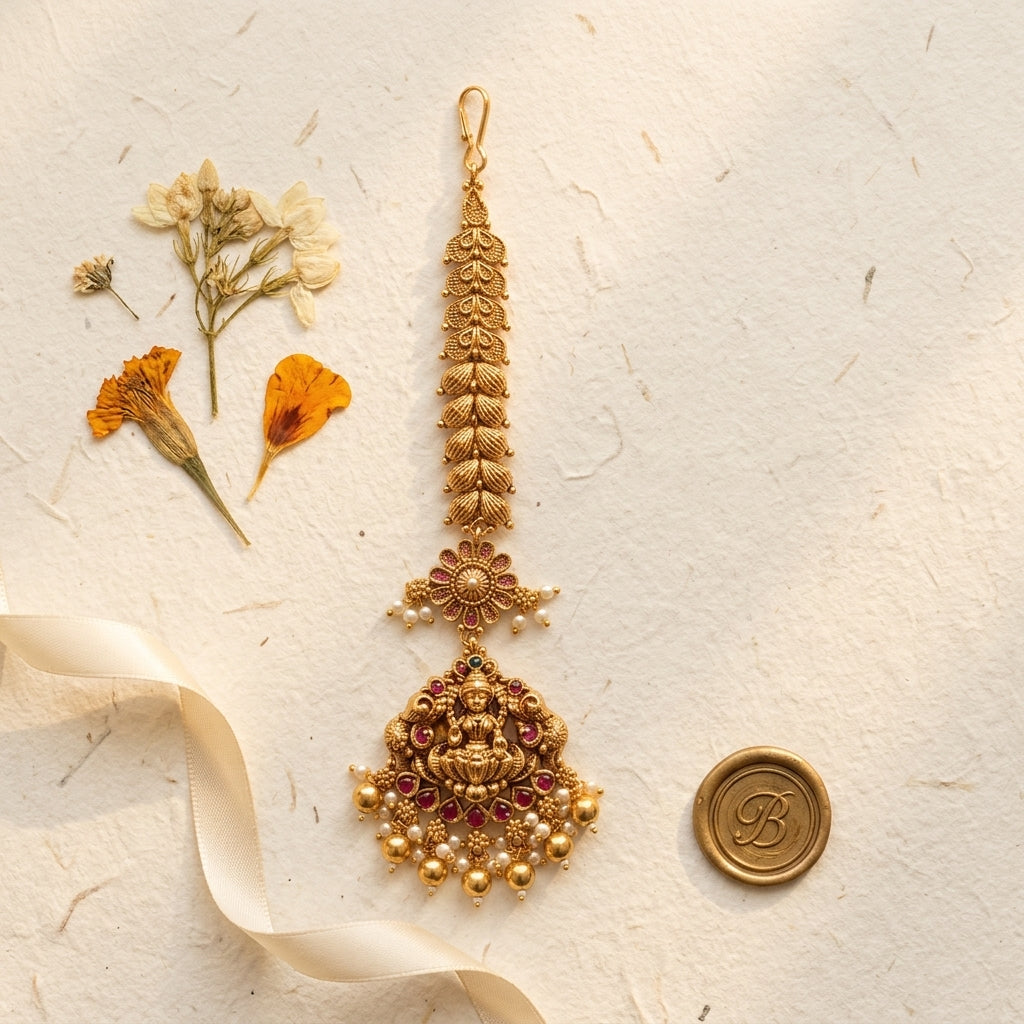 Multi Temple Deity Floral Maang Tikka - Tabletop