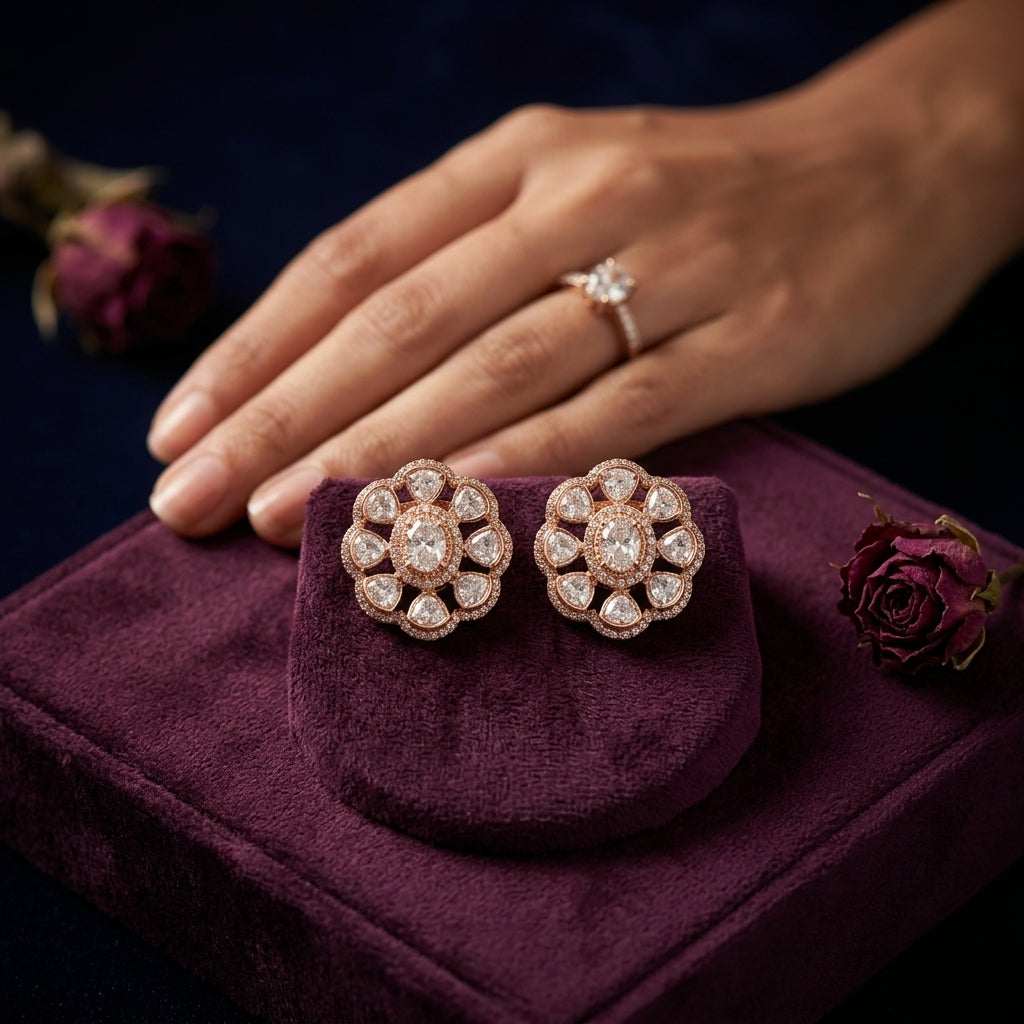 White Floral Cluster Earrings - Mannequin