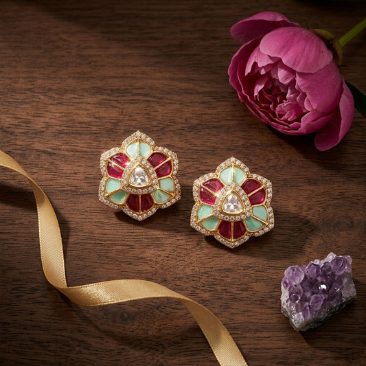 Multi Floral Cluster Earrings - Tabletop