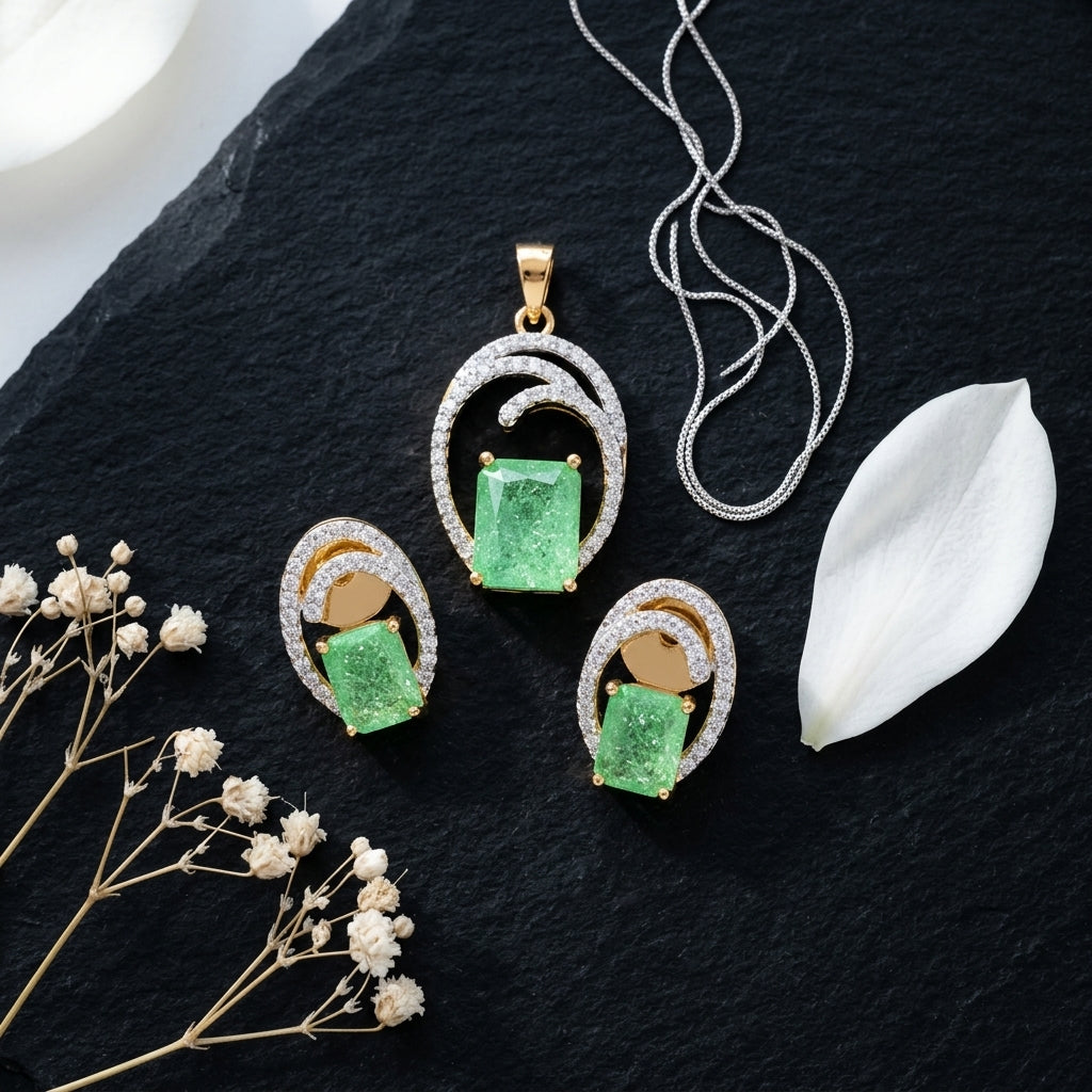 Mint Green Abstract Swirl Pendant Set - Tabletop