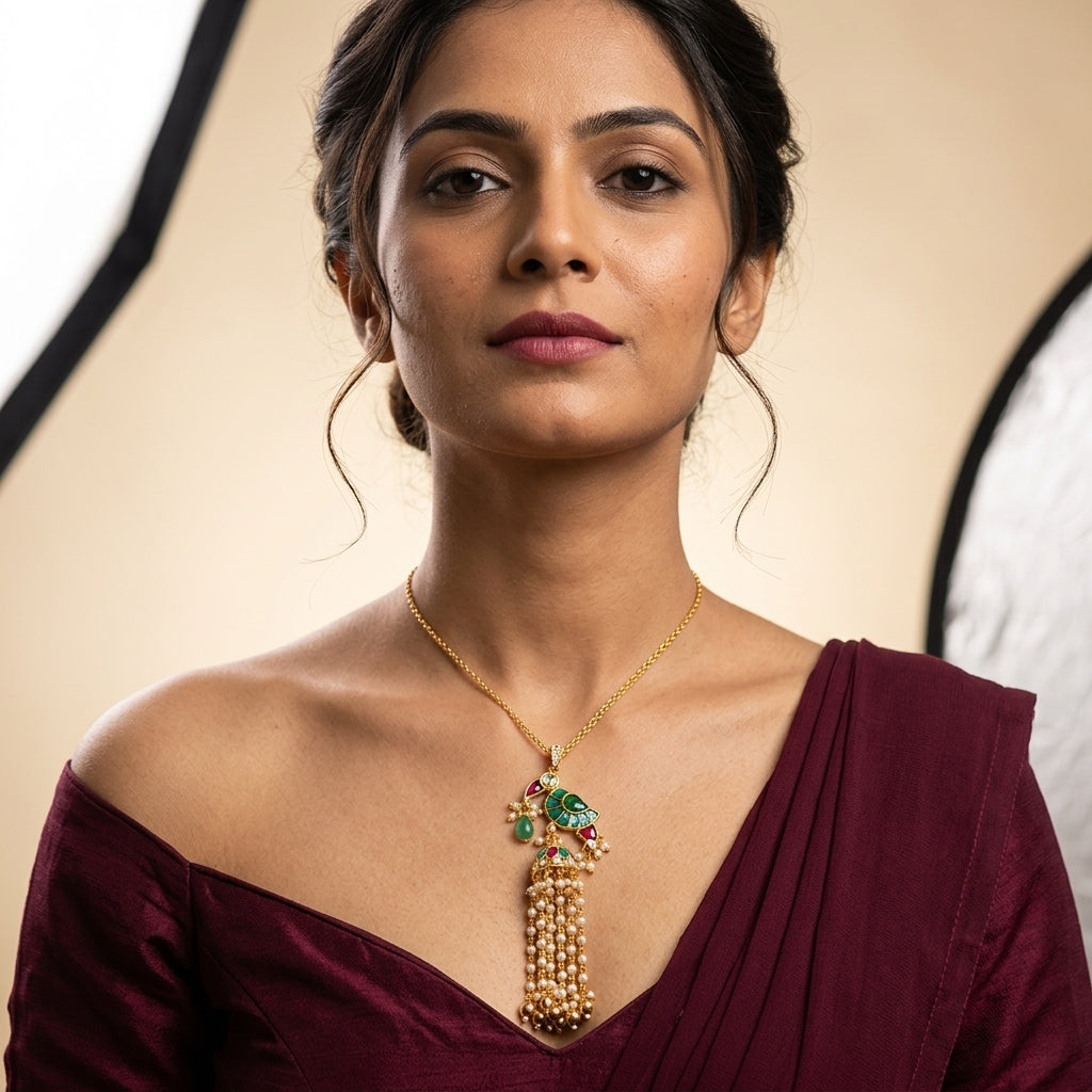 Multi Kundan Chain Pendant Set - Model