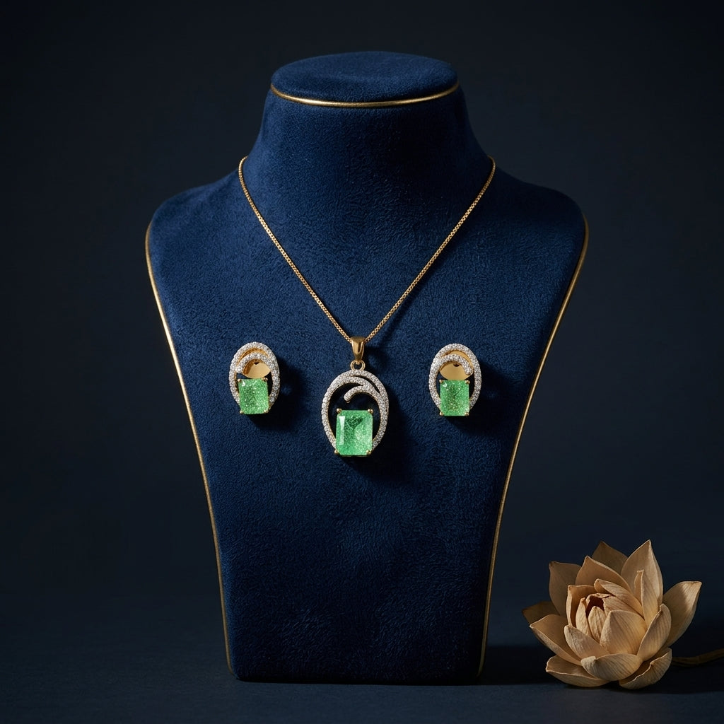 Mint Green Abstract Swirl Pendant Set - Mannequin