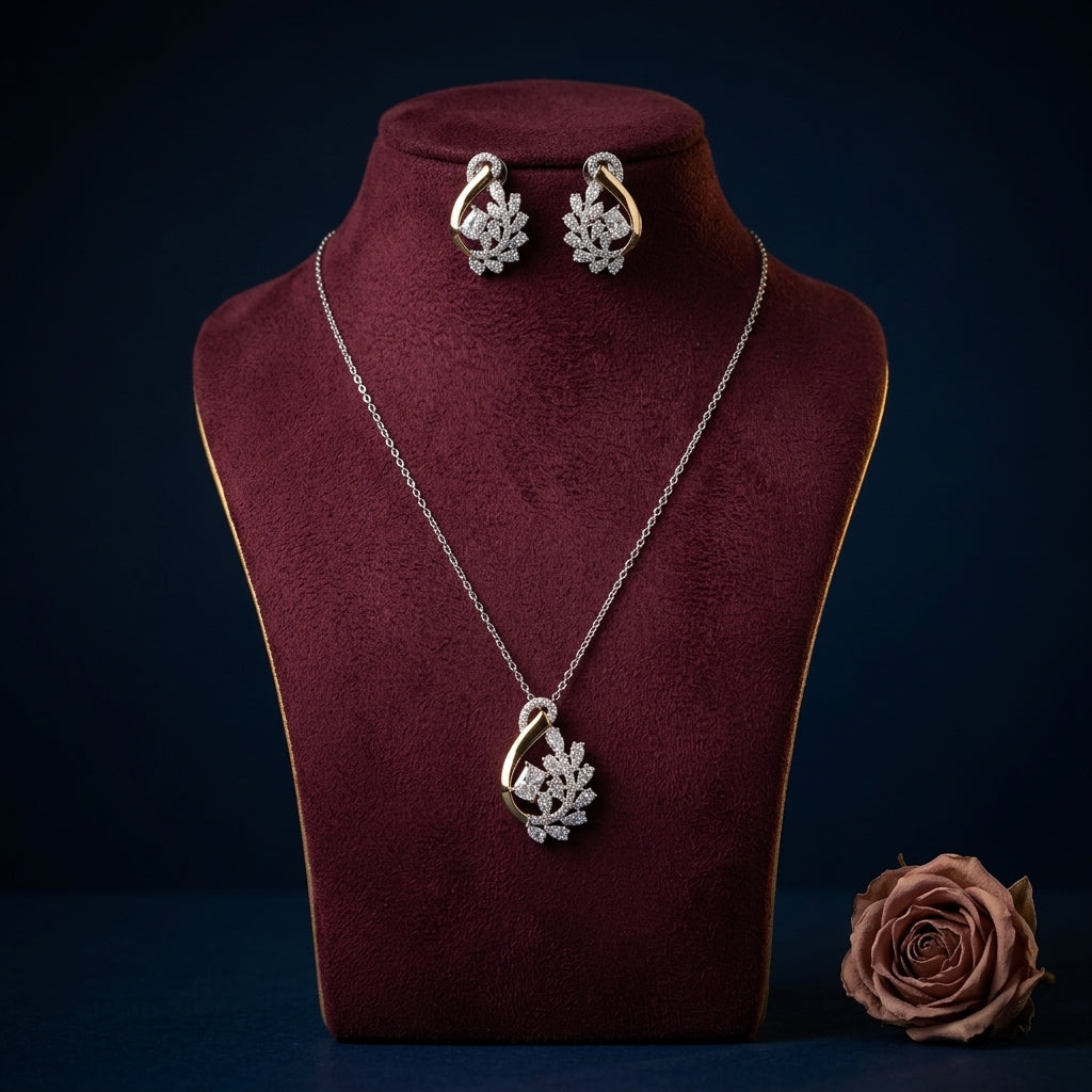 White Floral Swirl Pendant Set - Mannequin