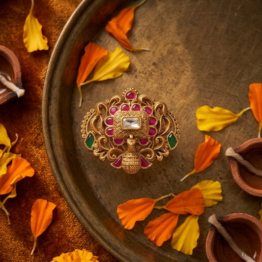 Multi Floral Paisley Cluster Ring - Tabletop