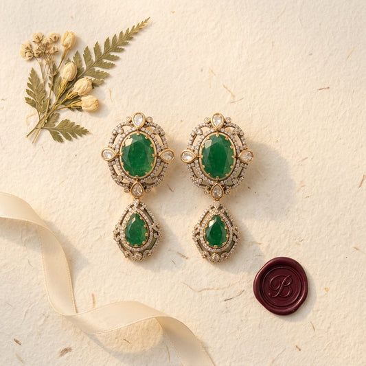 Green Kundan Earrings - Tabletop