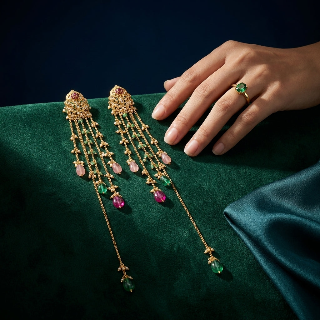Ruby Long Dangling Earrings - Mannequin