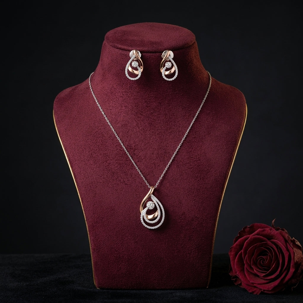White Abstract Loop Pendant Set - Mannequin