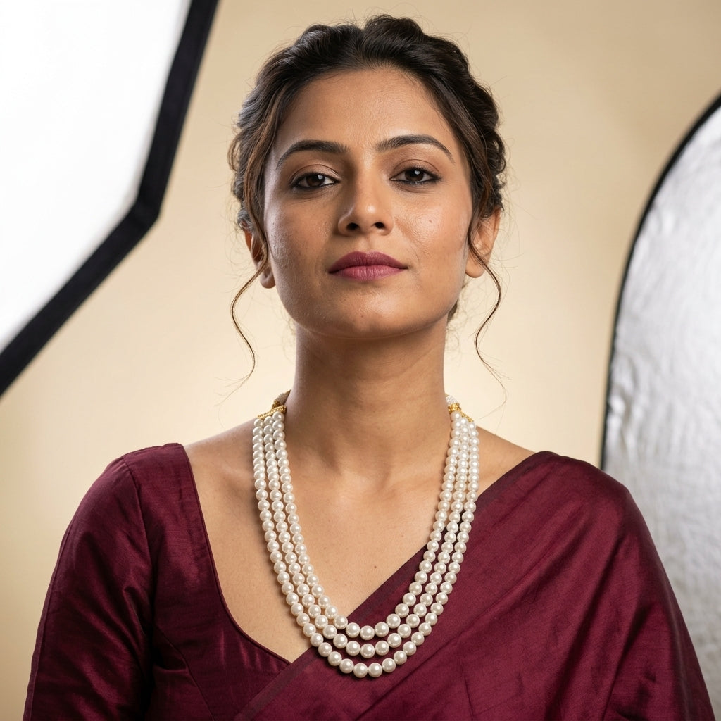 Pearl White Heritage Necklace Set - Model